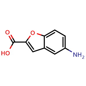 Chemical structure of 5-Amino-1-benzofuran-2-carboxylic acid , CAS 42933-44-8, AChemBlock 10004