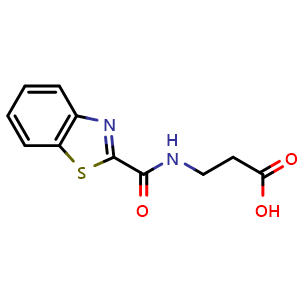 Chemical structure of 3-(Benzo[d]thiazole-2-carboxamido)propanoic acid , CAS 261505-45-7, AChemBlock 10073