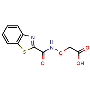Chemical structure of 2-((Benzo[d]thiazole-2-carboxamido)oxy)acetic acid , CAS 1352546-91-8, AChemBlock 10074