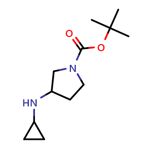 Chemical structure of tert-Butyl 3-(cyclopropylamino)pyrrolidine-1-carboxylate , CAS 887587-25-9, AChemBlock 10098