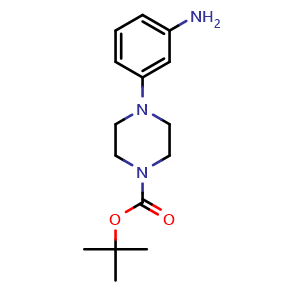 Chemical structure of 3-(4-Boc-piperazin-1-yl)aniline , CAS 206879-72-3, AChemBlock 10109