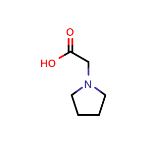 Chemical structure of Pyrrolidin-1-yl-acetic acid , CAS 37386-15-5, AChemBlock 10114