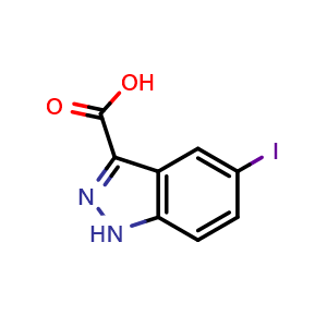 Chemical structure of 5-Iodo-1H-indazole-3-carboxylicacid , CAS 1077-97-0, AChemBlock 10142
