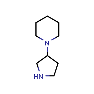 Chemical structure of 1-(Pyrrolidin-3-yl)piperidine , CAS 913812-09-6, AChemBlock 10166