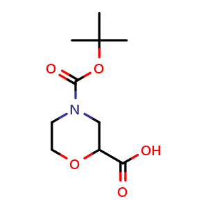 Chemical structure of N-Boc-2-Morpholinecarboxylic acid , CAS 189321-66-2, AChemBlock 10202
