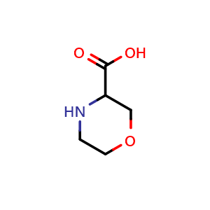 Chemical structure of morpholine-3-carboxylic acid , CAS 77873-76-8, AChemBlock 10206