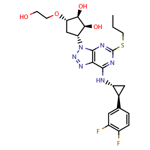 Chemical structure of Ticagrelor , CAS 274693-27-5, AChemBlock 10411