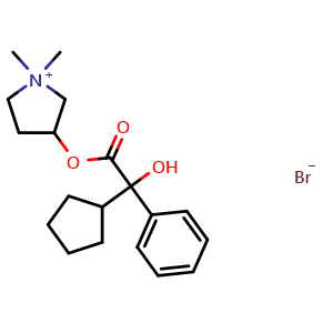 Chemical structure of Glycopyrrolate , CAS 596-51-0, AChemBlock 10448