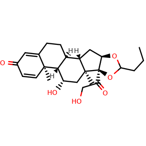 Chemical structure of Budesonide , CAS 51333-22-3, AChemBlock 10464
