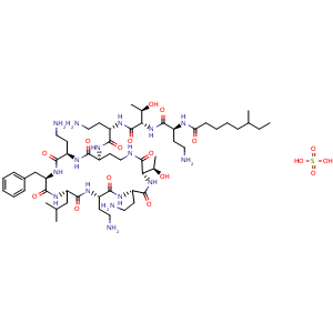 Chemical structure of Polymyxin B sulfate , CAS 1405-20-5, AChemBlock 10479