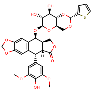 Chemical structure of Teniposide , CAS 29767-20-2, AChemBlock 10486