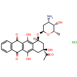 Chemical structure of Idarubicin hydrochloride , CAS 57852-57-0, AChemBlock 10535
