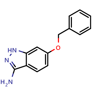Chemical structure of 3-Amino-6-benzyloxy-1H-indazole , CAS 1167056-55-4, AChemBlock 10538