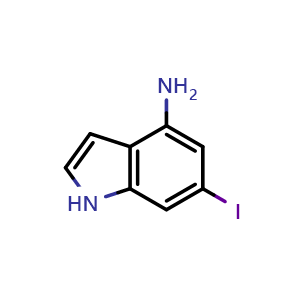 Chemical structure of 4-Amino-6-iodoindole , CAS 885520-58-1, AChemBlock 10541