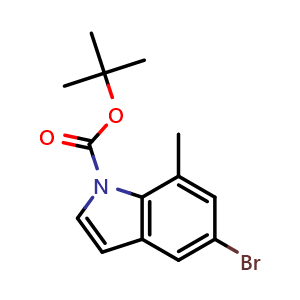 Chemical structure of N-Boc-5-bromo-7-methyl-indole , CAS 1621963-70-9, AChemBlock 10564