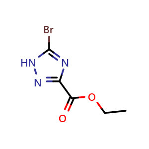 Chemical structure of Ethyl 5-bromo-1H-1,2,4-triazole-3-carboxylate , CAS 774608-89-8, AChemBlock 10612