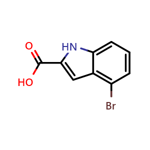 Chemical structure of 4-Bromo-1H-indole-2-carboxylic acid , CAS 16732-64-2, AChemBlock 10613