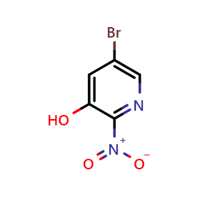 Chemical structure of 5-Bromo-2-nitro-pyridin-3-ol , CAS 691872-15-8, AChemBlock 10645