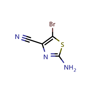 Chemical structure of 2-Amino-5-bromo-thiazole-4-carbonitrile , CAS 944804-79-9, AChemBlock 10647