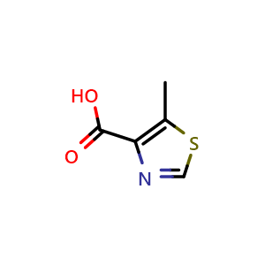 Chemical structure of 5-Methyl-1,3-thiazole-4-carboxylic acid , CAS 120237-76-5, AChemBlock 10657