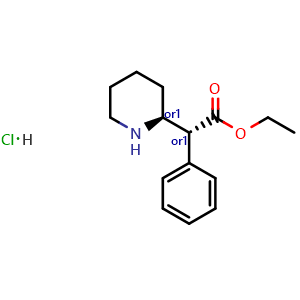 Chemical structure of rac-erythro-Ethylphenidate hydrochloride , CAS 1246815-21-3, AChemBlock 10778