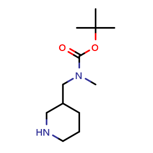 Chemical structure of tert-Butyl methyl(piperidin-3-ylmethyl)carbamate , CAS 169750-76-9, AChemBlock A-183