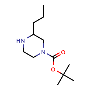 Chemical structure of 1-Boc-3-propyl-piperazine , CAS 502649-27-6, AChemBlock A-214
