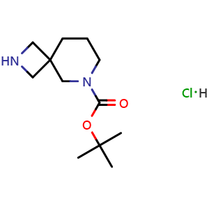 Chemical structure of tert-butyl 2,6-diazaspiro[3.5]nonane-6-carboxylate hydrochloride , CAS 1279844-25-5, AChemBlock A-561