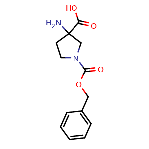 Chemical structure of 3-Amino-pyrrolidine-1,3-dicarboxylic acid 1-benzyl ester , CAS 93533-01-8, AChemBlock A-566