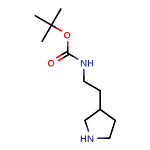 Chemical structure of tert-Butyl 2-(pyrrolidin-3-yl)ethylcarbamate , CAS 169750-93-0, AChemBlock A-586