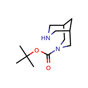 Chemical structure of tert-Butyl 3,7-diazabicyclo[3.3.1]nonane-3-carboxylate , CAS 227940-72-9, AChemBlock A-589