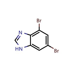 Chemical structure of 4,6-Dibromo-1H-benzoimidazole , CAS 69038-75-1, AChemBlock A-642
