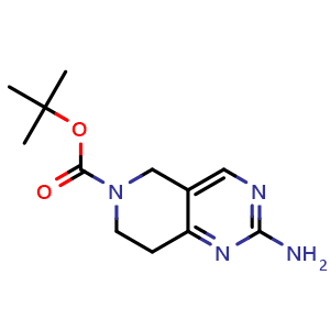 Chemical structure of 6-Boc-2-amino-7,8-dihydro-5H-pyrido[4,3-d]pyrimidine , CAS 869198-95-8, AChemBlock A-643