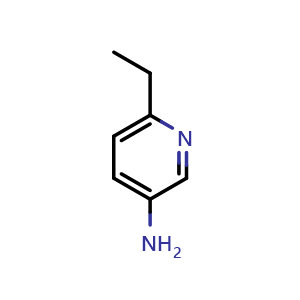 Chemical structure of 6-Ethylpyridin-3-amine , CAS 126553-00-2, AChemBlock A-656