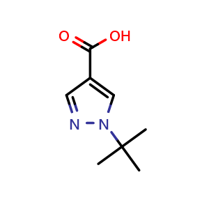 Chemical structure of 1-tert-Butyl-1H-pyrazole-4-carboxylic acid , CAS 950858-65-8, AChemBlock A-657