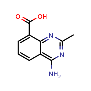 Chemical structure of 4-Amino-2-methylquinazoline-8-carboxylic acid , CAS 1268520-96-2, AChemBlock A-675