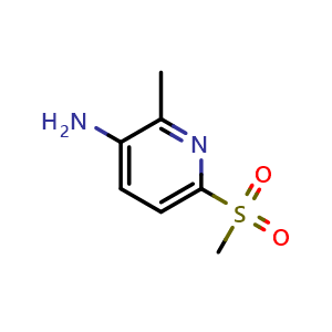 Chemical structure of 2-Methyl-6-(methylsulfonyl)-pyridin-3-amine , CAS 897732-75-1, AChemBlock A-678