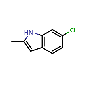 Chemical structure of 6-Chloro-2-methylindole , CAS 6127-17-9, AChemBlock A-742