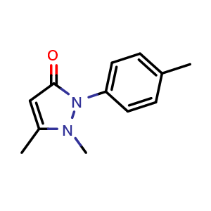 Chemical structure of 2,3-Dimethyl-1-(4-methylphenyl)-3-pyrazolin-5-one , CAS 56430-08-1, AChemBlock A-743