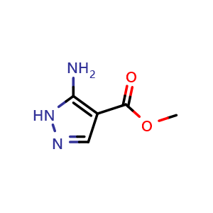 Chemical structure of 5-Amino-1H-pyrazole-4-carboxylic acid methyl ester , CAS 29097-00-5, AChemBlock A-802