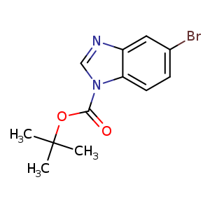 Chemical structure of 5-Bromobenzimidazole-1-carboxylic acid tert-butyl ester , CAS 942590-05-8, AChemBlock A-850