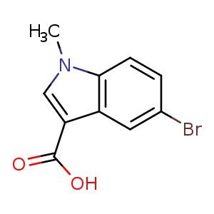 Chemical structure of 5-Bromo-1-methyl-1H-indole-3-carboxylic acid , CAS 400071-95-6, AChemBlock A-865