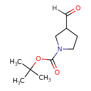 Chemical structure of 1-Boc-3-pyrrolidinecarbaldehyde , CAS 59379-02-1, AChemBlock A-891
