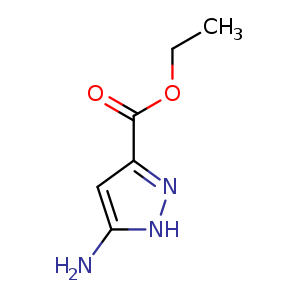 Chemical structure of Ethyl 3-amino-1H-pyrazole-5-carboxylate , CAS 105434-90-0, AChemBlock A-899-1