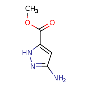 Chemical structure of Methyl 3-amino-1H-pyrazole-5-carboxylate , CAS 632365-54-9, AChemBlock A-899