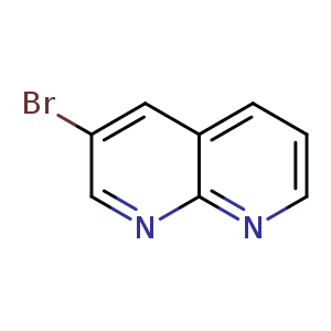 Chemical structure of 3-Bromo-[1,8]naphthyridine , CAS 17965-78-5, AChemBlock A-959