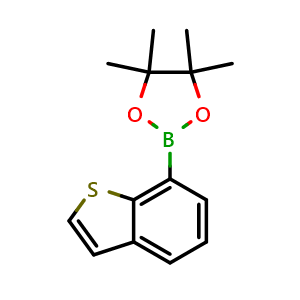 Chemical structure of 2-(1-benzothiophen-7-yl)-4,4,5,5-tetramethyl-1,3,2-dioxaborolane , CAS 1000160-74-6, AChemBlock AD238999