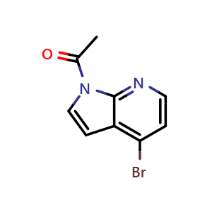Chemical structure of 1-(4-Bromo-1h-pyrrolo[2,3-b]pyridin-1-yl)ethan-1-one , CAS 1000340-84-0, AChemBlock AD239001