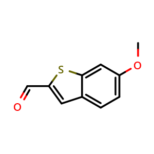 Chemical structure of 6-Methoxy-1-benzothiophene-2-carbaldehyde , CAS 1001203-26-4, AChemBlock AD239011