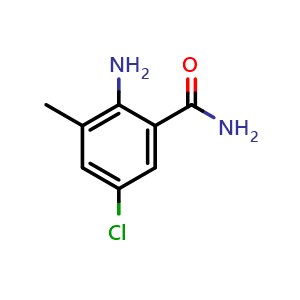 Chemical structure of 2-Amino-5-chloro-3-methylbenzamide , CAS 1006619-83-5, AChemBlock AD239028